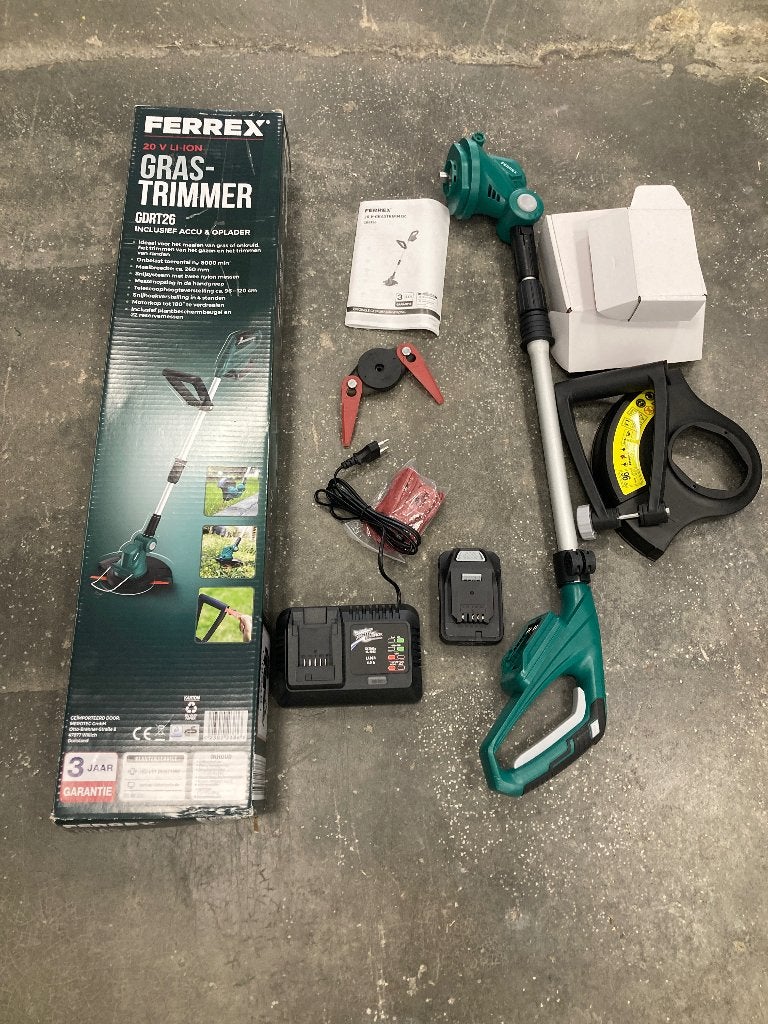 Grastrimmer Ferrex met accu en oplader 20V, Ophalen, Ferrex, Zo goed als nieuw, 10 tot 30 cm