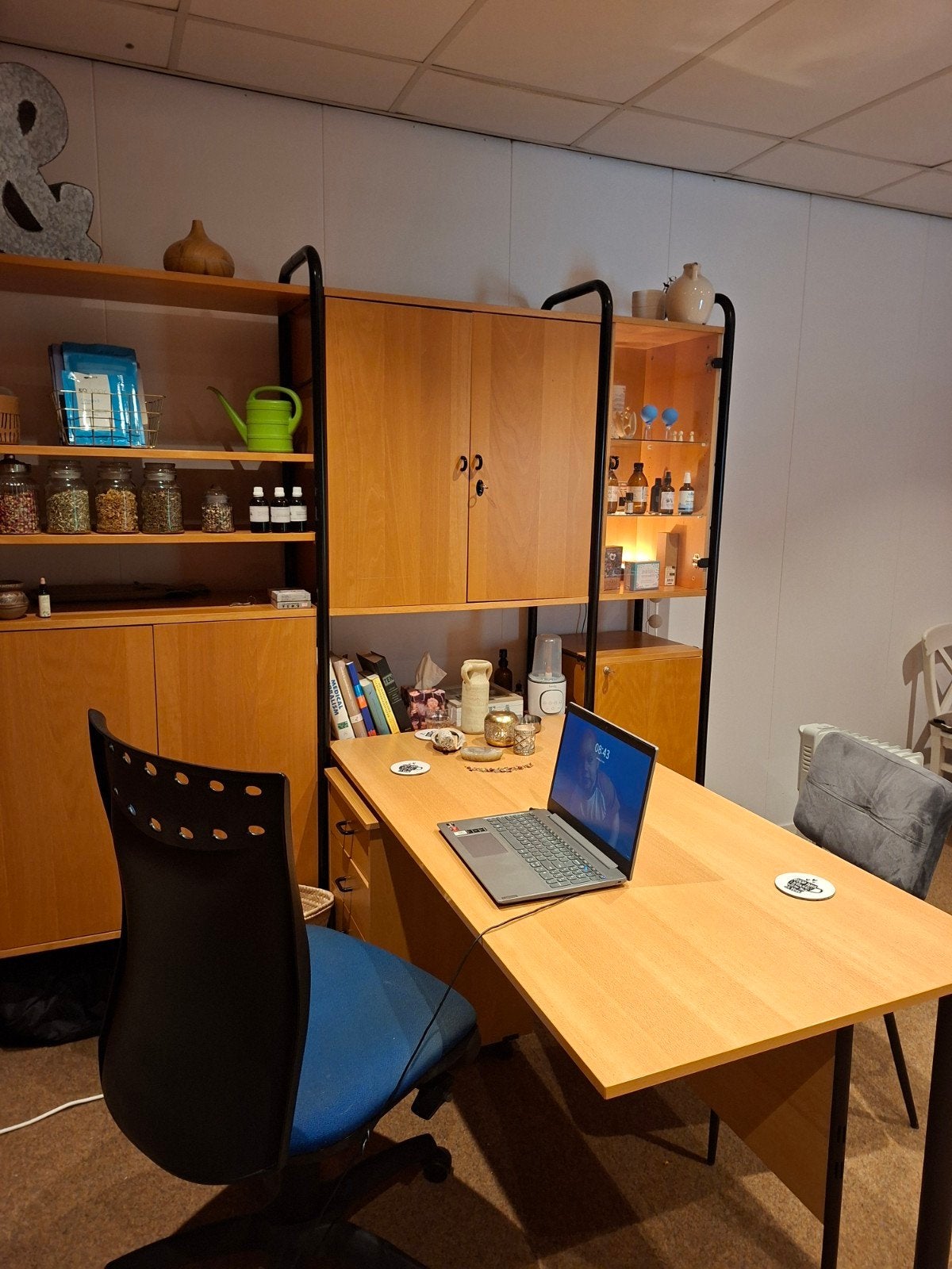 Bureau-kast combinatie met opbergruimte, Ophalen, Opbergruimte, Gebruikt, Hout