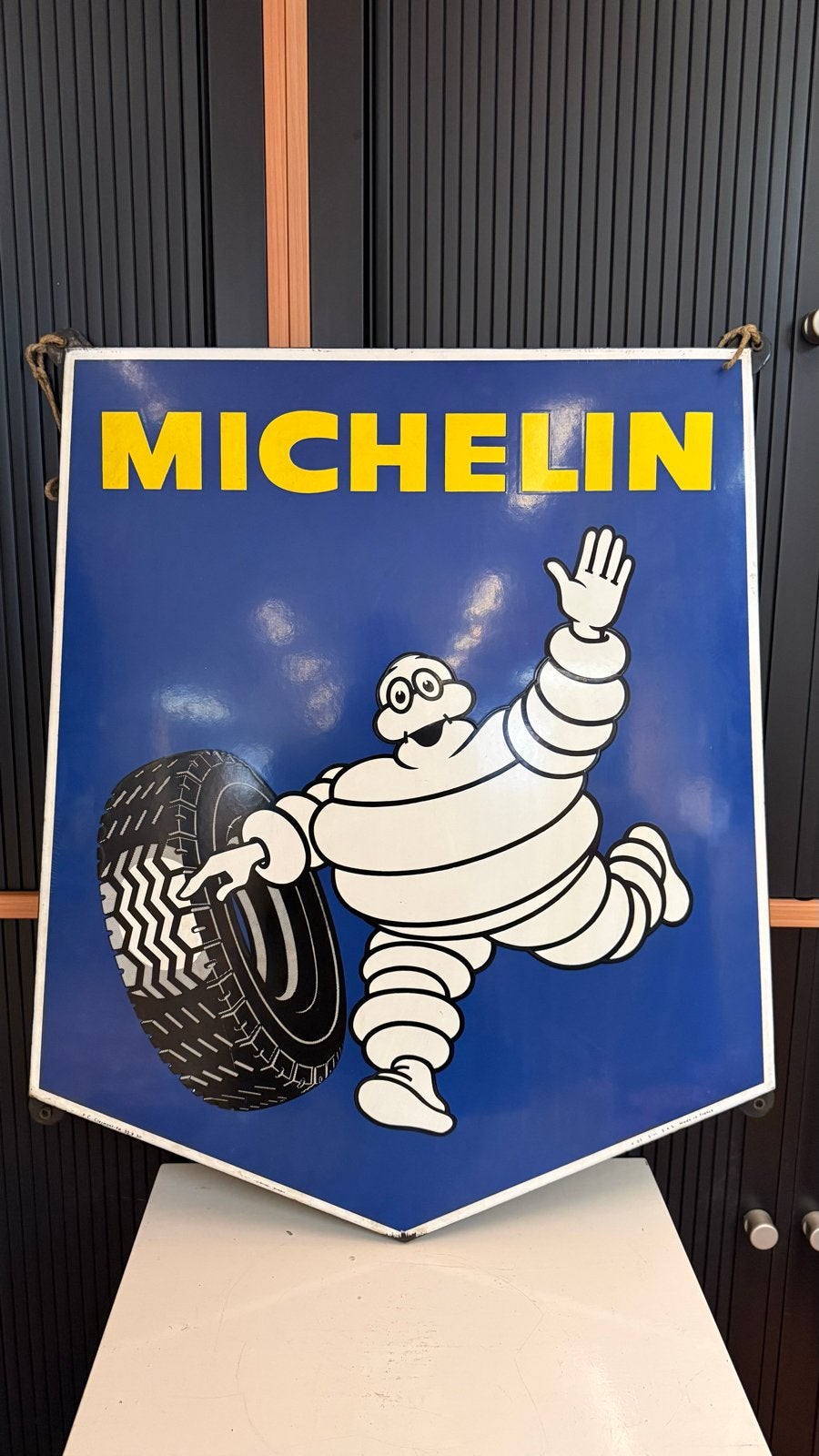 Vintage Michelin Emaille Reclamebord - Bibendum, Antiek en Kunst, Antiek | Emaille, Ophalen