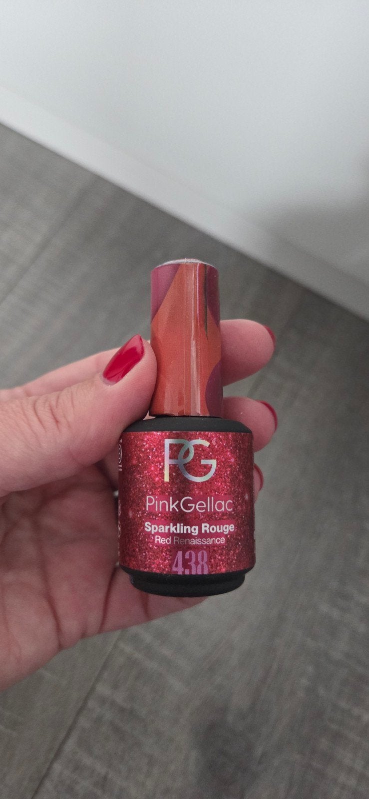 Nieuwe Pink Gellac Sparkling Rouge nr 438, Ophalen, Nieuw, Rood, Handen en Nagels