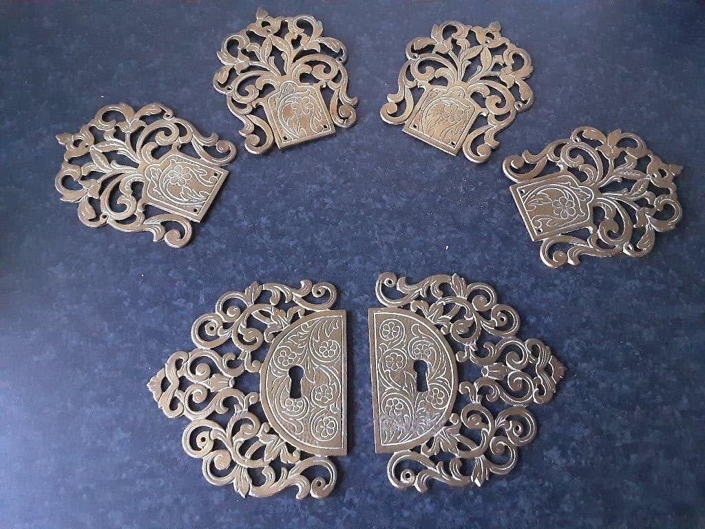 Koperen ornamenten 6 stuks, Antiek en Kunst, Antiek | Koper en Brons, Ophalen of Verzenden, Koper
