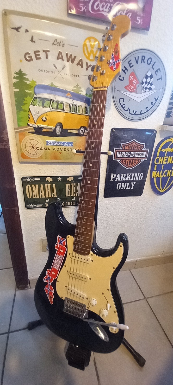 Rebel Rock Blues Gitaar  Stratocaster Model met Tremolo, Ophalen of Verzenden, Gebruikt
