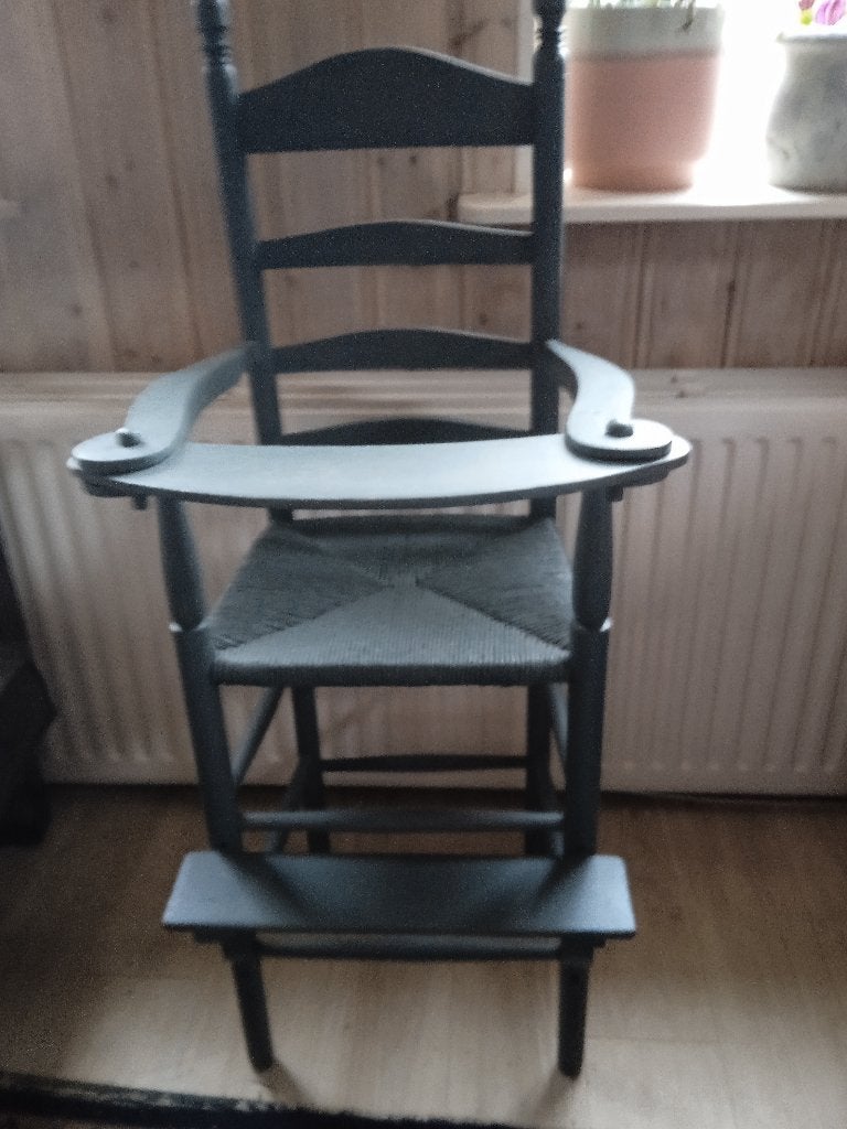 Vintage Kinderstoel - Houten Eetstoel met Voetensteun, Ophalen, Gebruikt, Overige typen, Aanschuifbaar