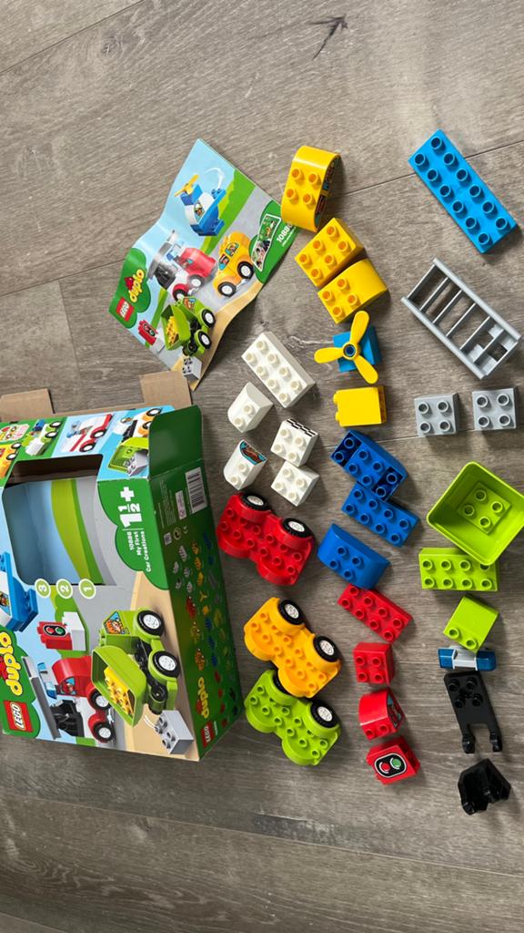 Lego Duplo 10886 auto helikopter incl boekje en doos, Ophalen of Verzenden, Zo goed als nieuw, Duplo