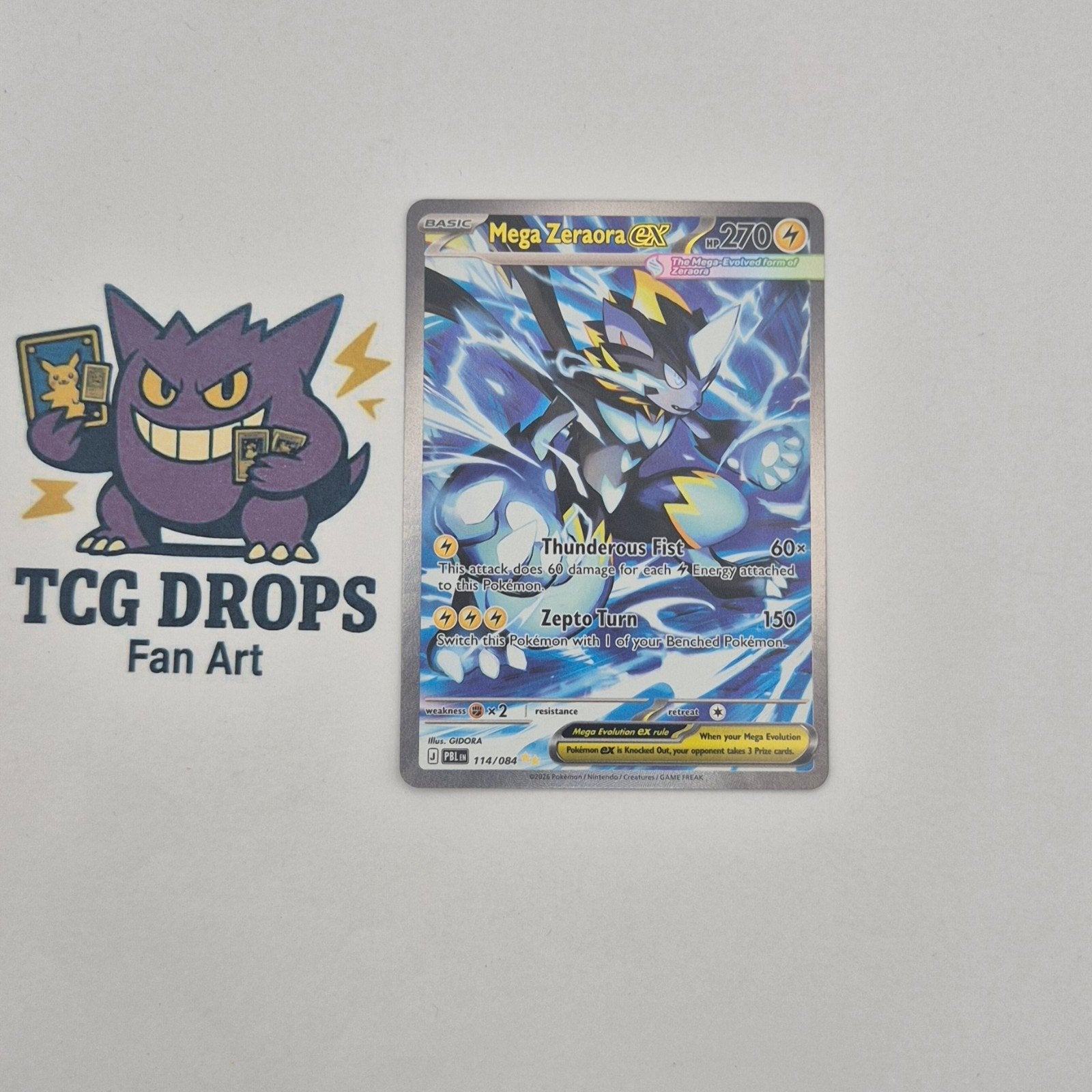 Mega Zeraora EX	114/084	Pitch Black, Ophalen of Verzenden, Zo goed als nieuw, Losse kaart, Foil