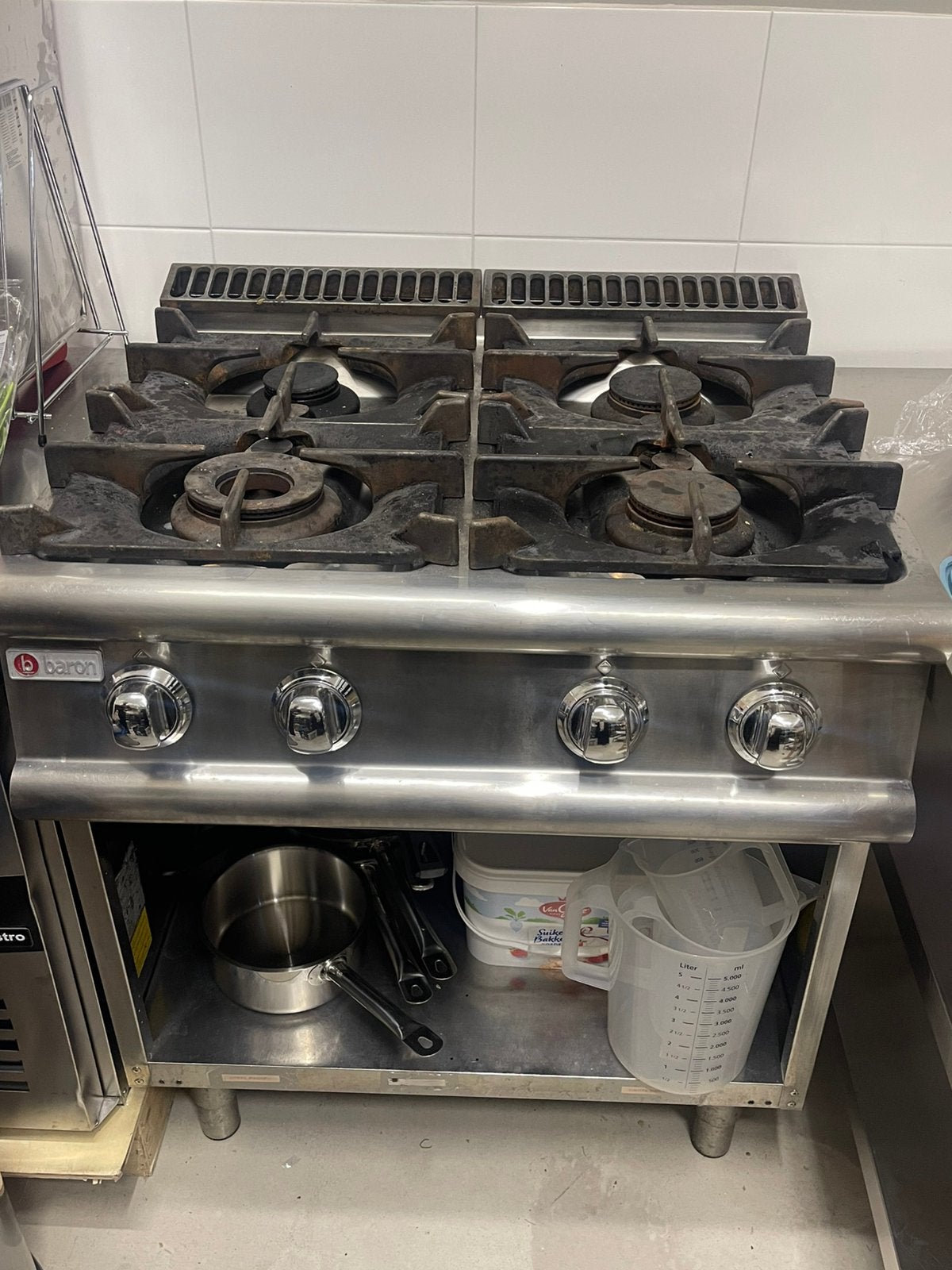 Baron horeca gasfornuis 5 pits, Ophalen, 60 cm of meer, Zo goed als nieuw, Gas