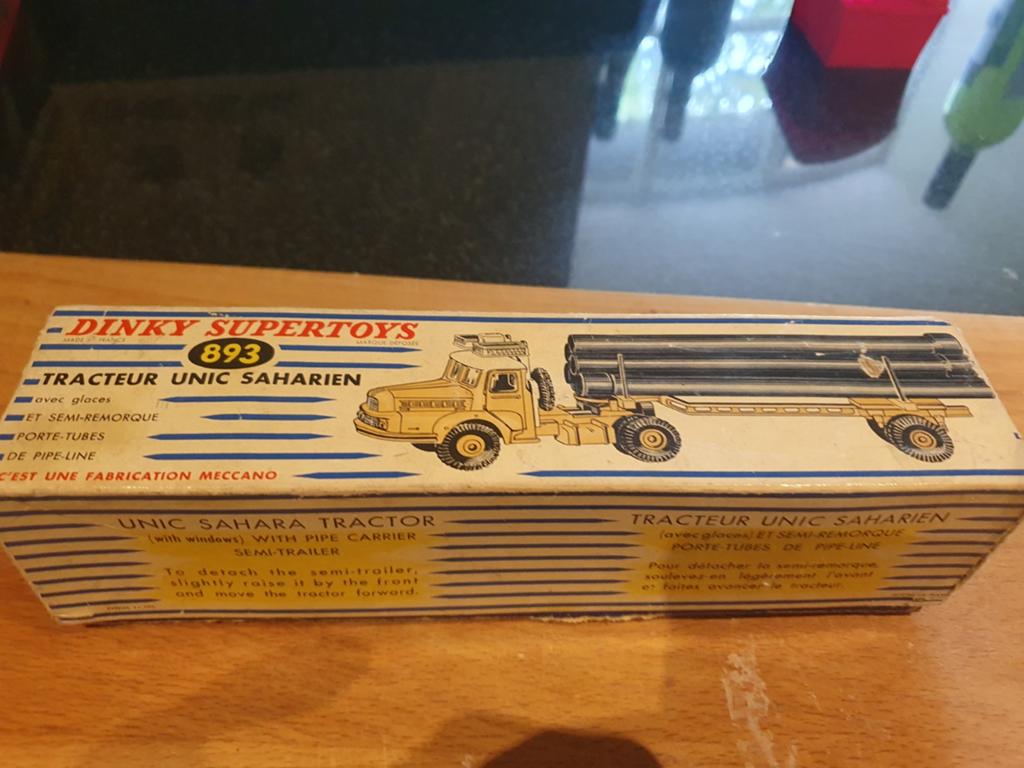 Dinky Supertoys 893 Unic Saharien Tractor met pijpen, Ophalen, Gebruikt, Overige typen