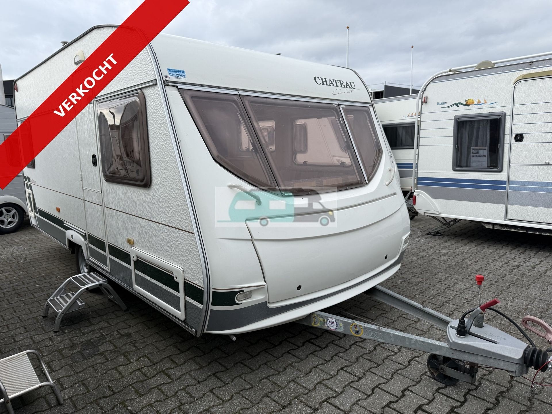 Chateau calista 450 airco, voortent (bj 2002), Caravans en Kamperen, Caravans, Chateau, Bedrijf, 750 - 1000 kg, 6 tot 7 meter