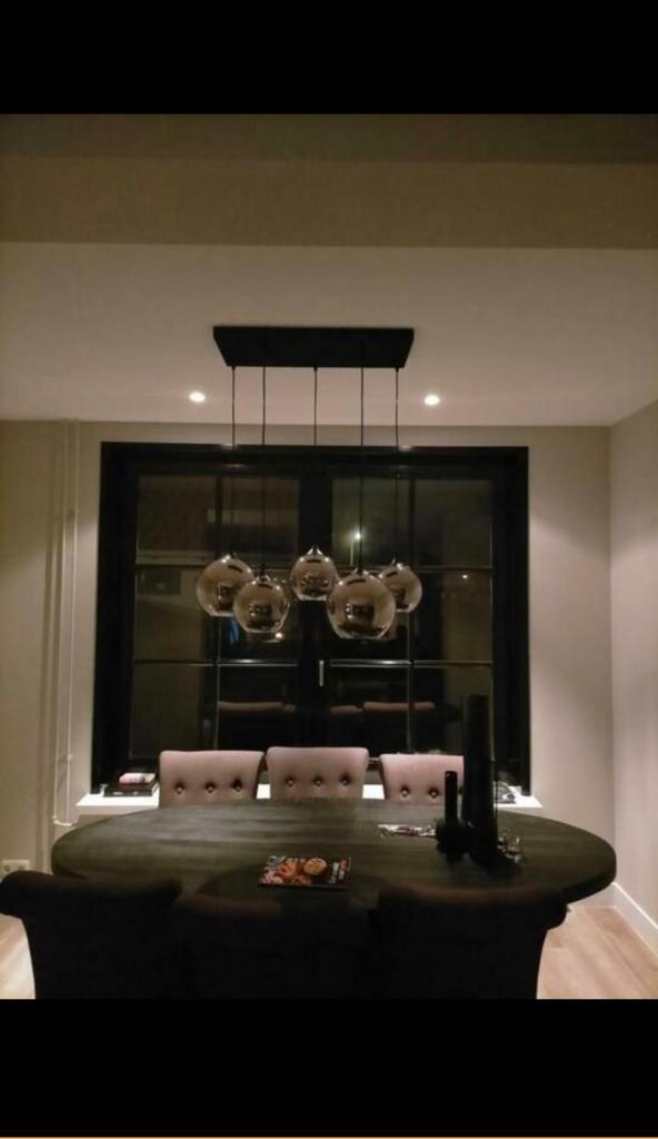 5 lichts smoke hanglamp nieuw eric kuster lamp chandelier, Huis en Inrichting, Lampen | Hanglampen, Verzenden, Nieuw, Glas, Eric kuster