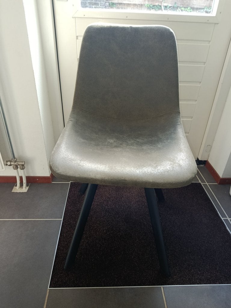 3x Grijsgroene moderne eetkamerstoelen, Ophalen, Gebruikt, Drie, Stof