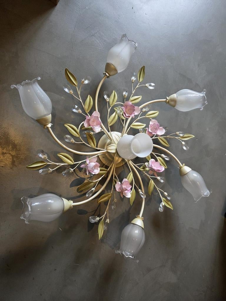 Kroonluchter plafonnière lamp babykamer prinses droomvlucht, Ophalen of Verzenden, Zo goed als nieuw, Glas, Bloemen, Romantisch, Klassiek