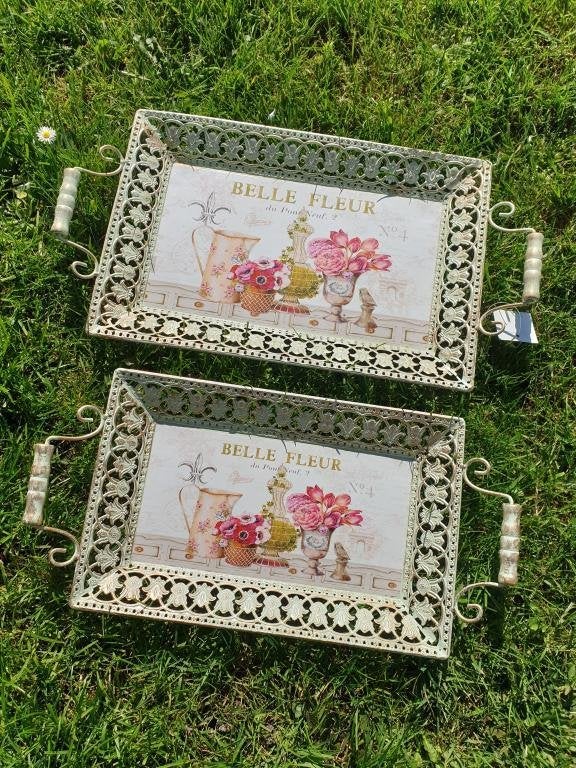 set dienbladen met roosjes, Rond, Ophalen of Verzenden, Atw, Atw