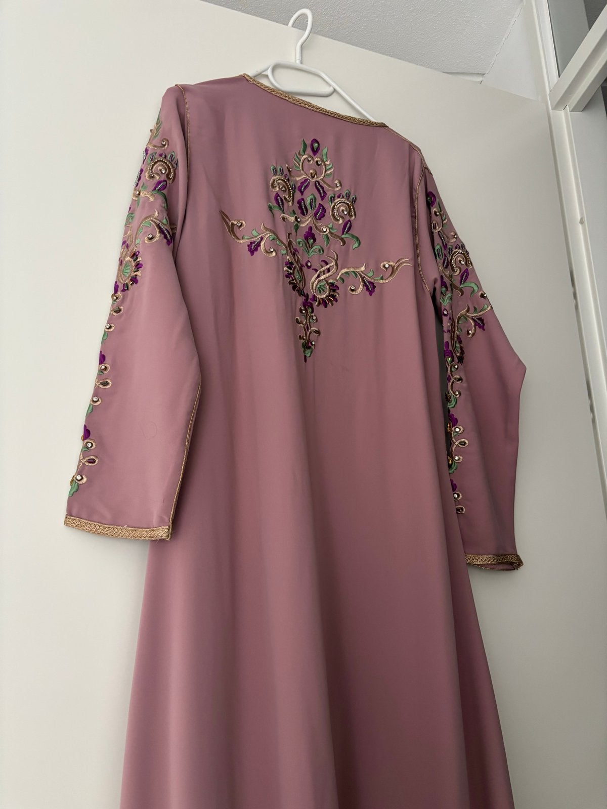 Oudroze Marokkaanse Kaftan/Feestjurk met Steentjes, Maat 38/40 (M), Ophalen of Verzenden, Zo goed als nieuw, Roze