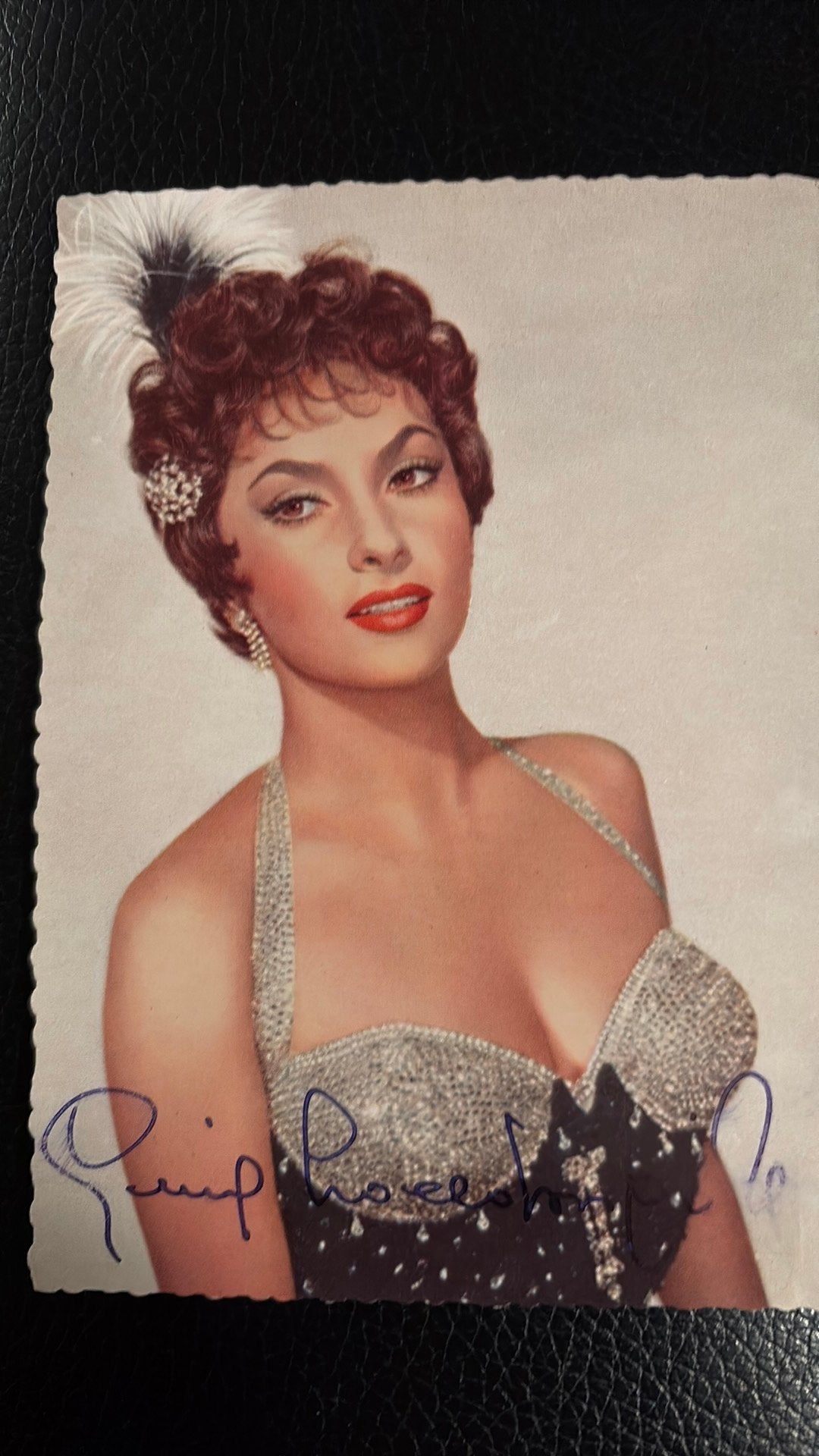 GINA LOLLOBRIGIDA Originele kaart ECHTE handtekening, Ophalen of Verzenden, 1960 tot 1980, Ongelopen, Sterren en Beroemdheden