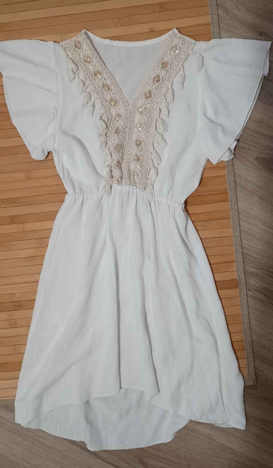 ☀️ Zomer Ibiza high low jurk met pailletten en kwastjes ☀️, Kinderen en Baby's, Ophalen of Verzenden, Zo goed als nieuw, Meisje