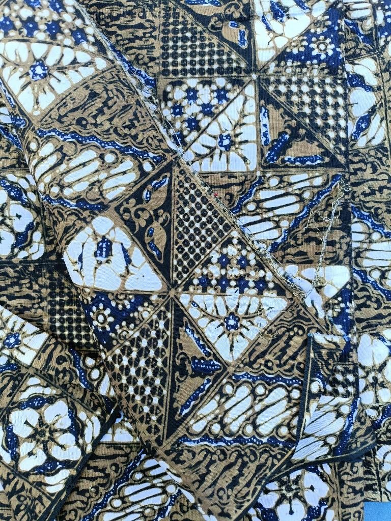 Origineel BATIK tambal (tulis) bruine lap stof 405x100 (LS21, Overige kleuren, Ophalen of Verzenden, 30 tot 120 cm, Katoen