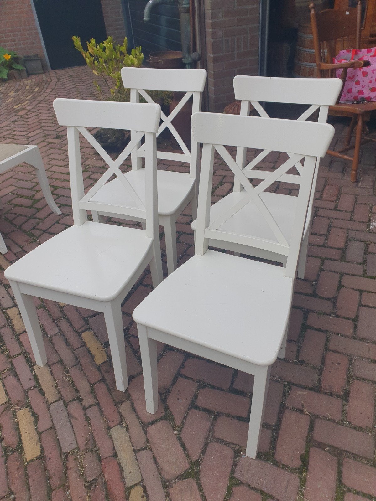 4 stoelen samen, Ophalen, Gebruikt, Twee
