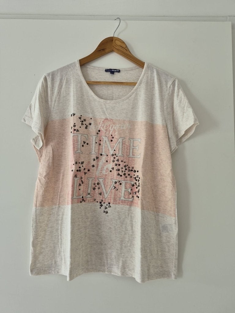T-shirt Charles Vogele maat L dames - roze, Kleding | Dames, T-shirts, Charles Vogele, Maat 42/44 (L), Ophalen of Verzenden, Zo goed als nieuw