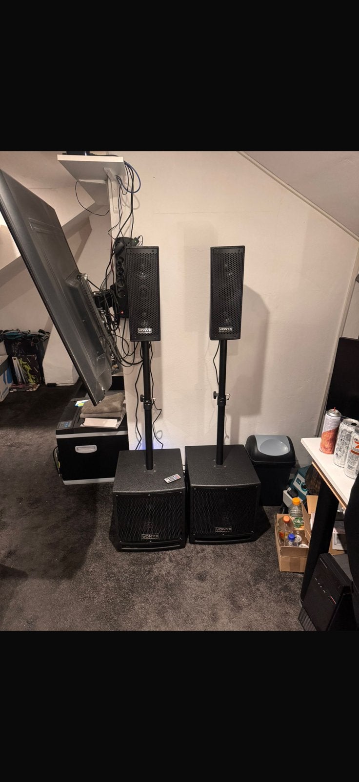 Actieve vonyx speaker set 1000WATT, Zo goed als nieuw, 120 watt of meer, Front, Rear of Stereo speakers, Ophalen