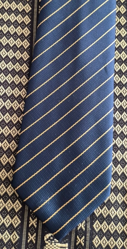 The English Hatter stropdas blauw geel gestreept, Ophalen of Verzenden, Nieuw, Blauw
