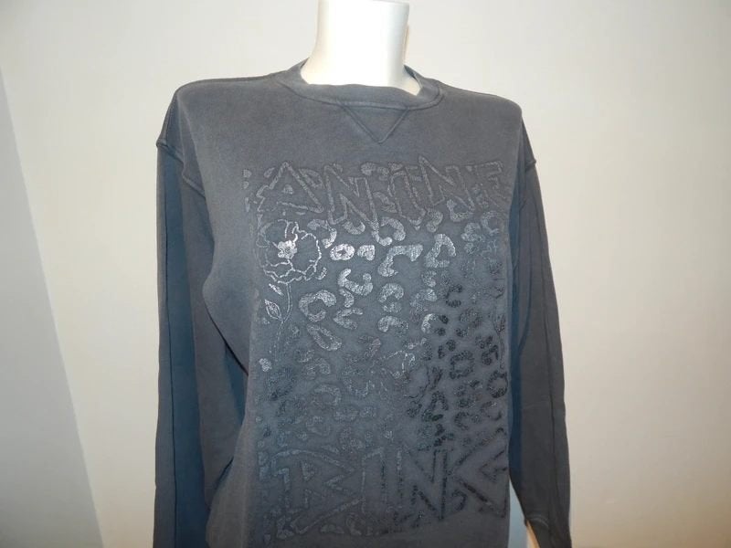 Anine Bing sweater zilveren opdruk met merk voorkant S/M, Verzenden, Zo goed als nieuw, Maat 36 (S), Grijs