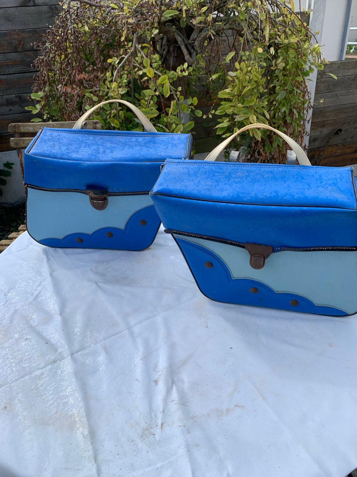 Vintage franse blauwe fietstassen, Fietsen en Brommers, Ophalen of Verzenden, Gebruikt