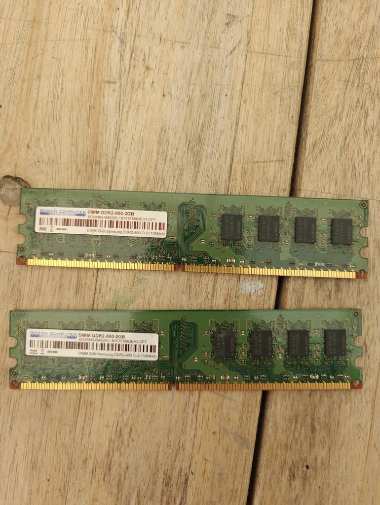 2x2GB DDR2 800MHz RAM Geheugen (4GB Totaal), Computers en Software, RAM geheugen, Gebruikt, Ophalen of Verzenden, DDR2, Desktop