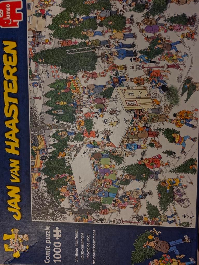 Jan van Haasteren Kerstbomenmarkt puzzel 1000 stukjes, Ophalen of Verzenden, Meer dan 50 stukjes, Zo goed als nieuw, 6 jaar of ouder