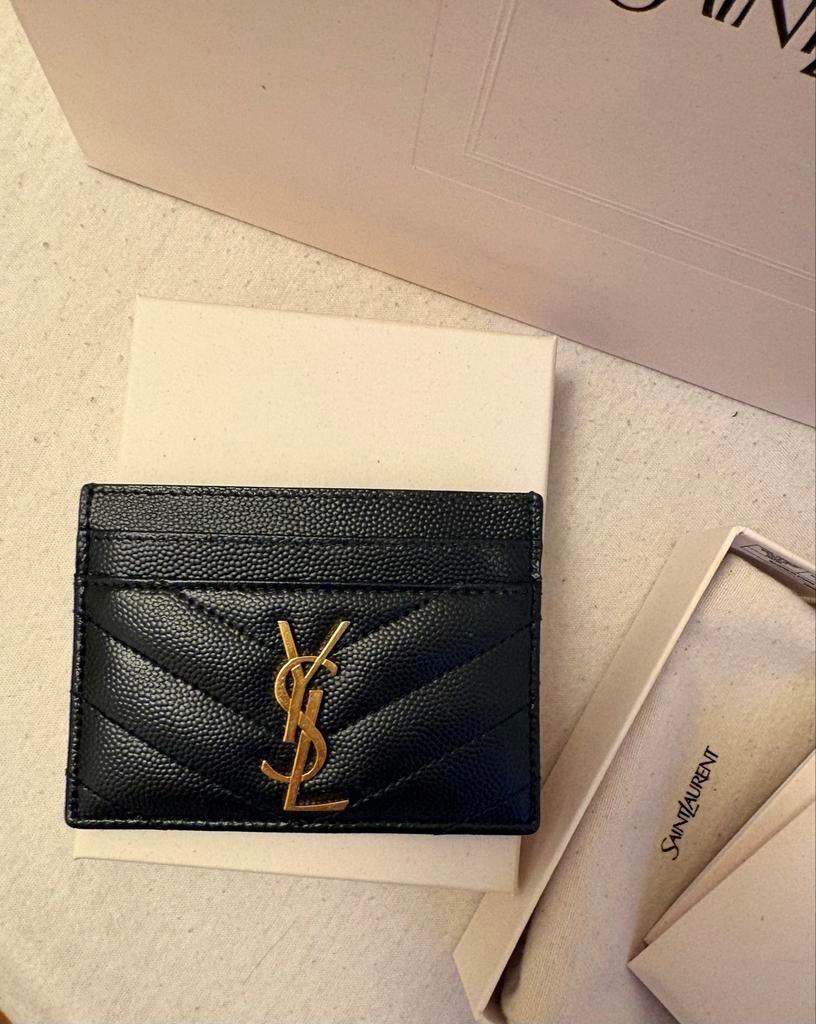 Saint Laurent YSL Creditcardhouder Zwart Leer, Overige merken, Zwart, Ophalen of Verzenden, Zo goed als nieuw