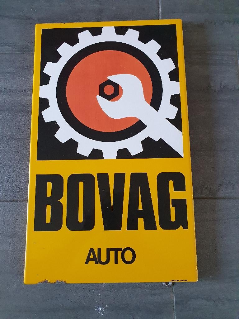 Bovag auto emaille bord, Ophalen, Gebruikt, Reclamebord