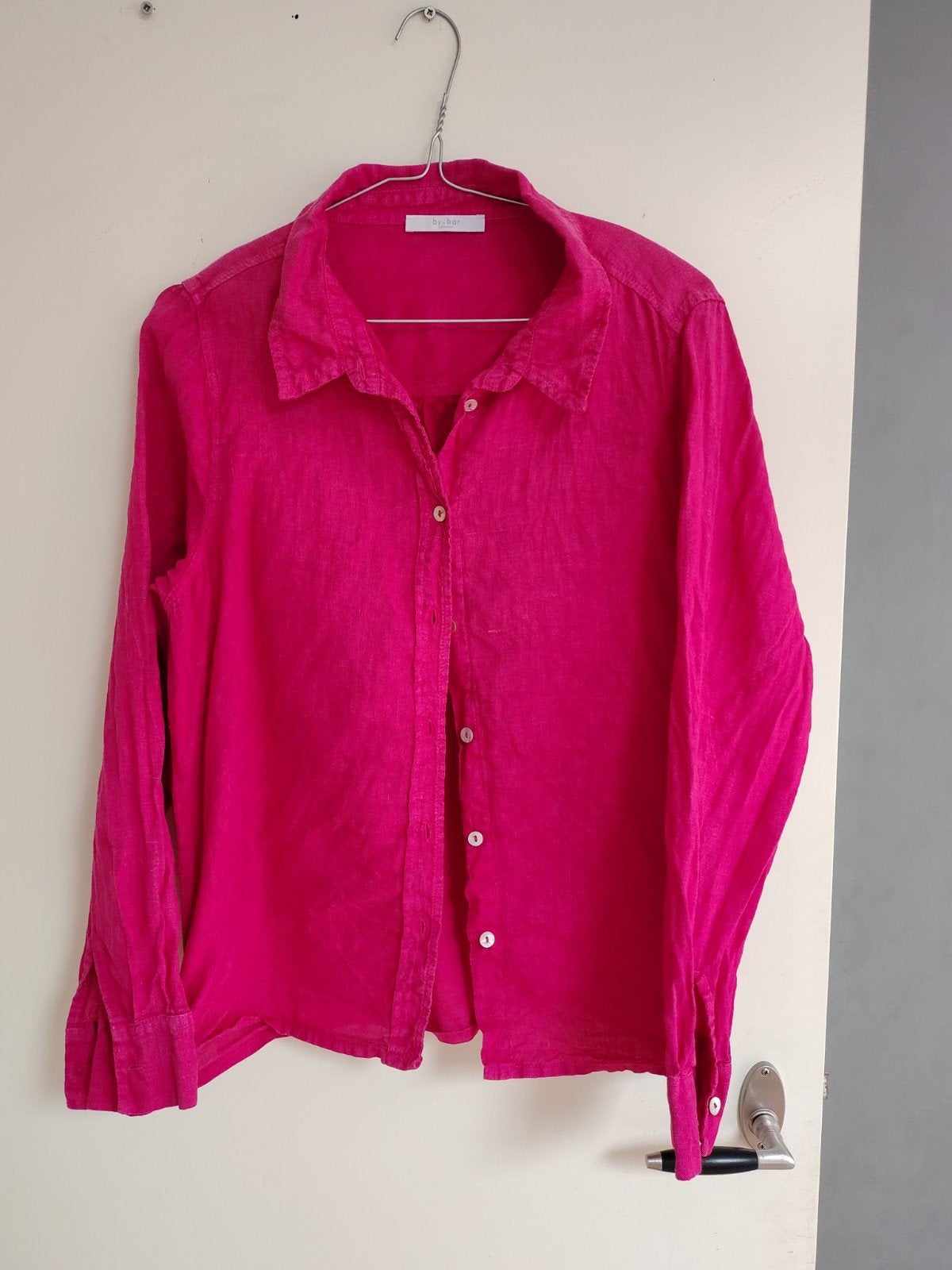 By-Bar fuchsia linnen overhemd maat S, Ophalen of Verzenden, By-Bar, Roze, Maat 36 (S)