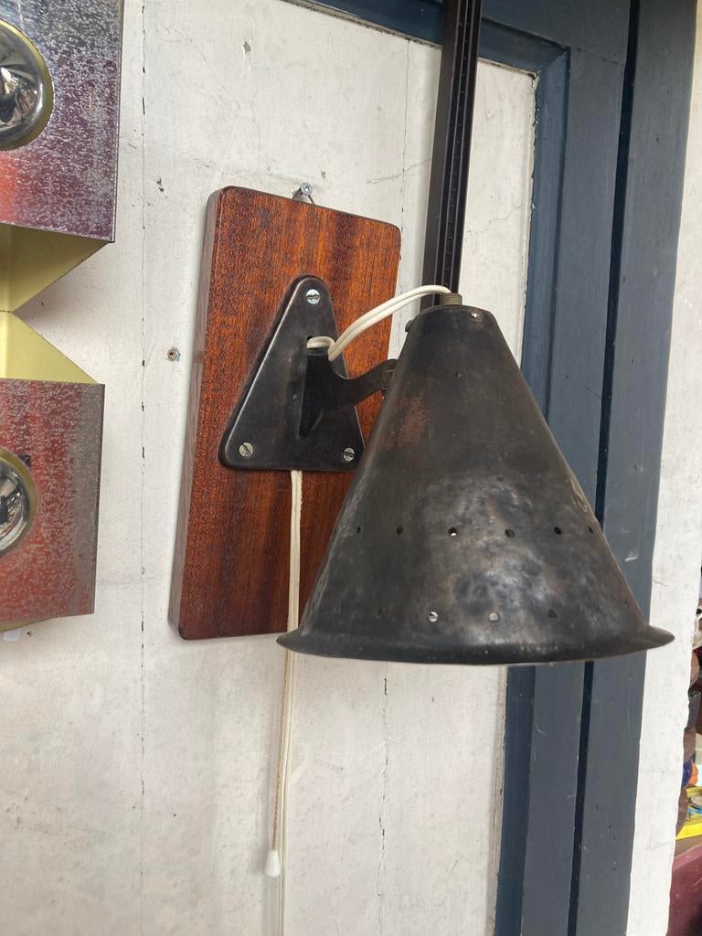Wandlampje vintage antiek, Ophalen, Hout