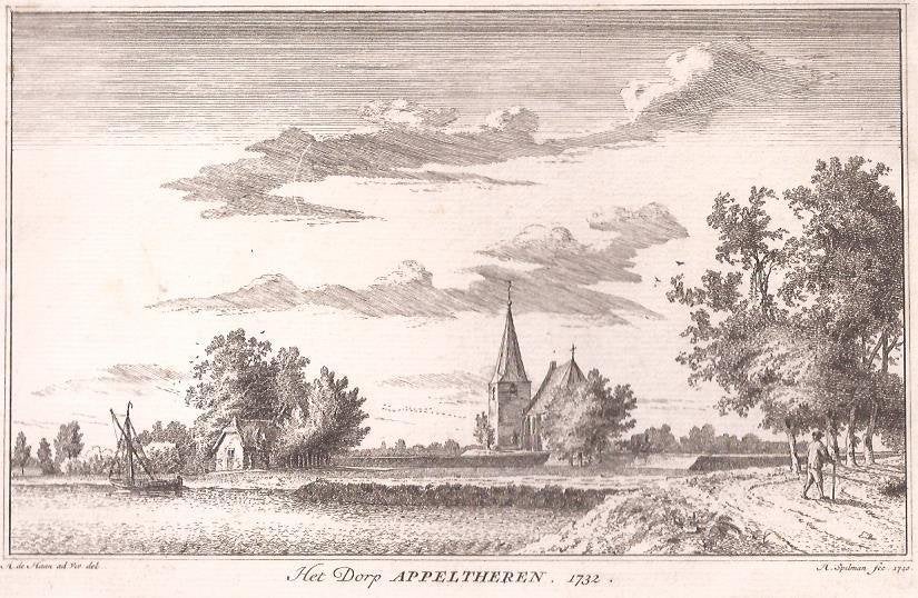 Het Dorp Appeltheren.1732. H. Spilman/Abr. de Haan APPELTERN, Stadsgezicht, Ophalen of Verzenden, 13 cm, 21 cm