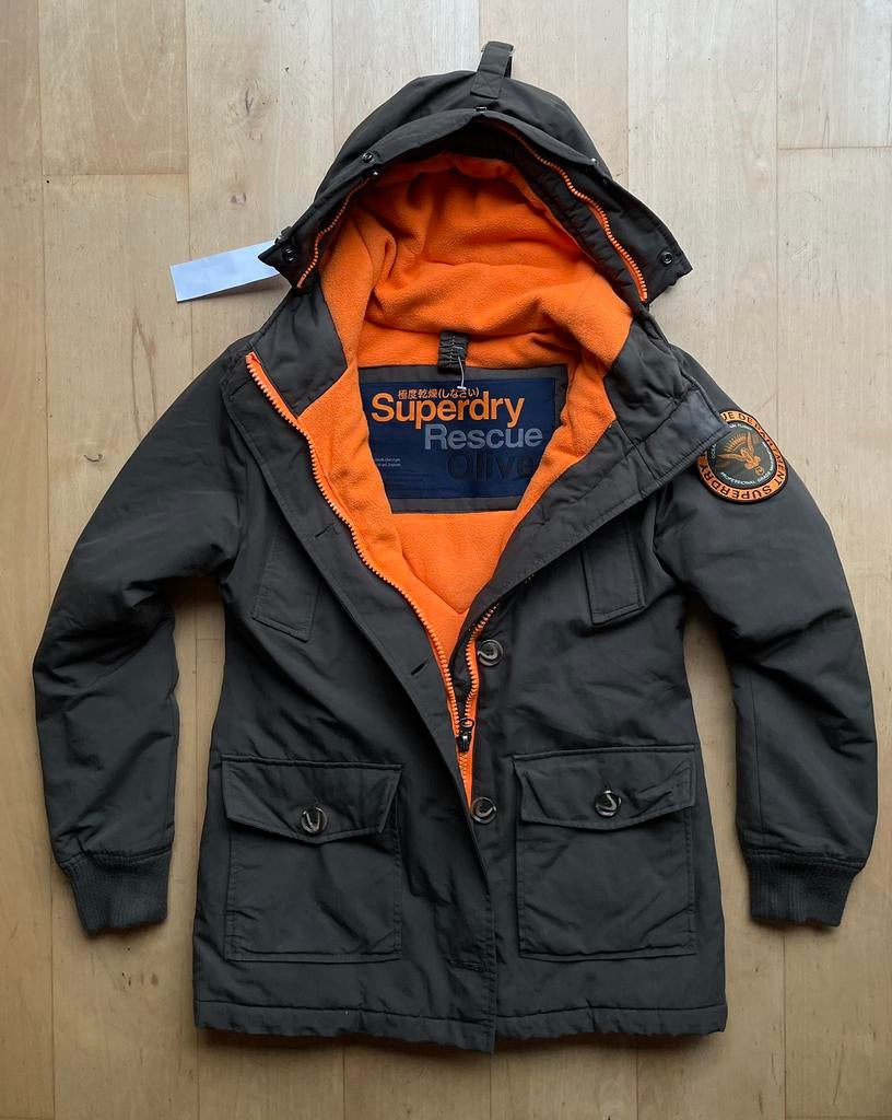 Superdry warme ( parka ) jas grijs S, Ophalen of Verzenden, Zo goed als nieuw, Maat 46 (S) of kleiner, Grijs