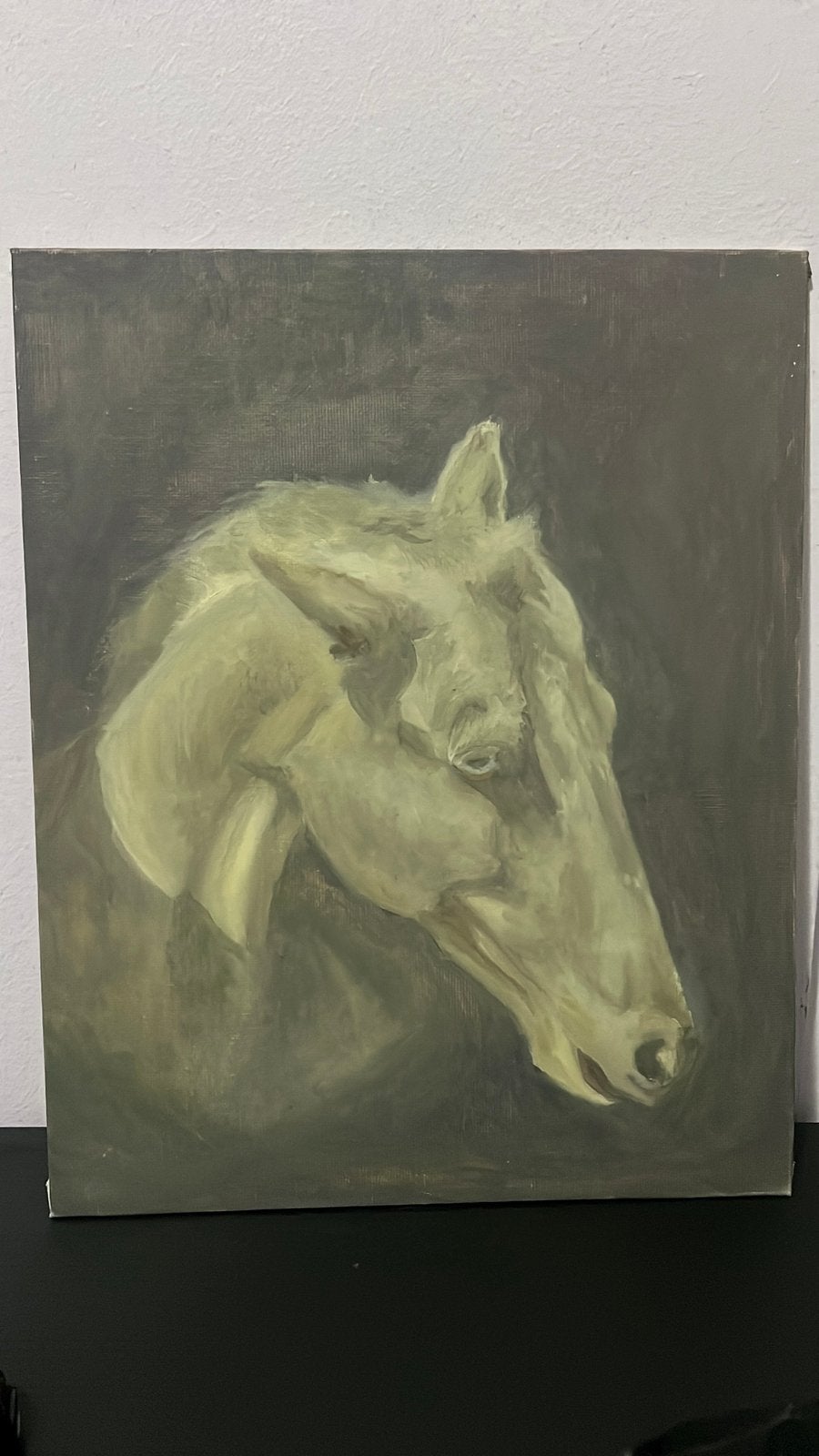 Schilderij “Witte paard”, Ophalen of Verzenden, Dieren, Olieverf, Handgeschilderd