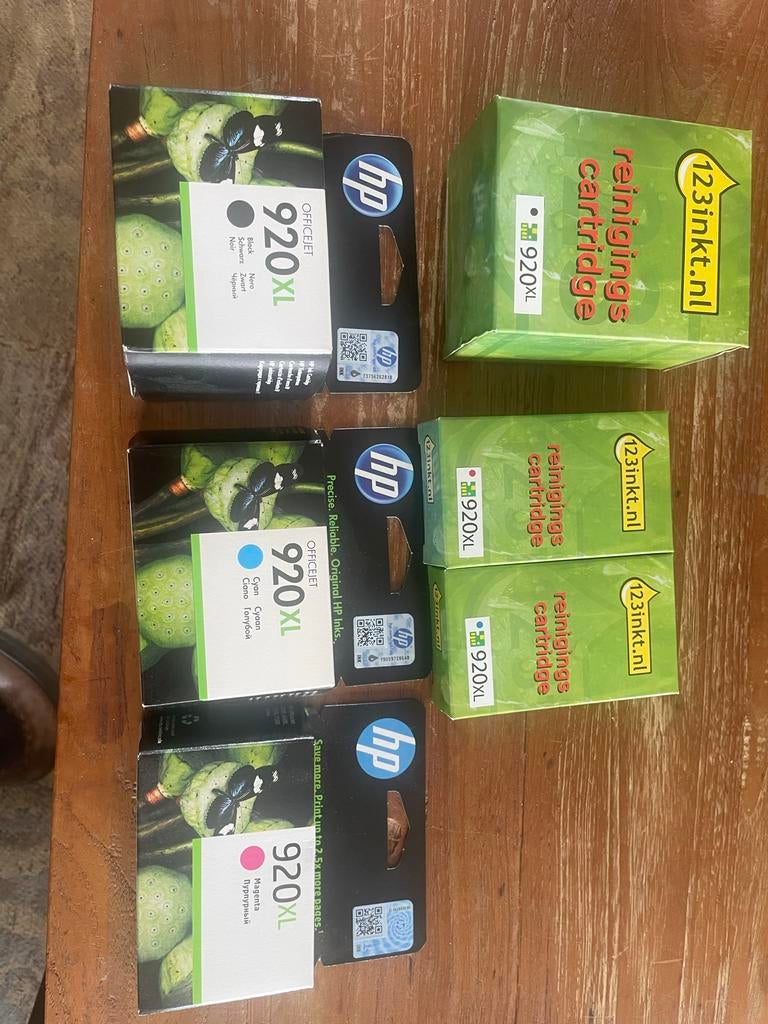 HP 920 XL cartridges (zwart, cyaan, magenta) + reiniging, Ophalen of Verzenden, Nieuw, Cartridge
