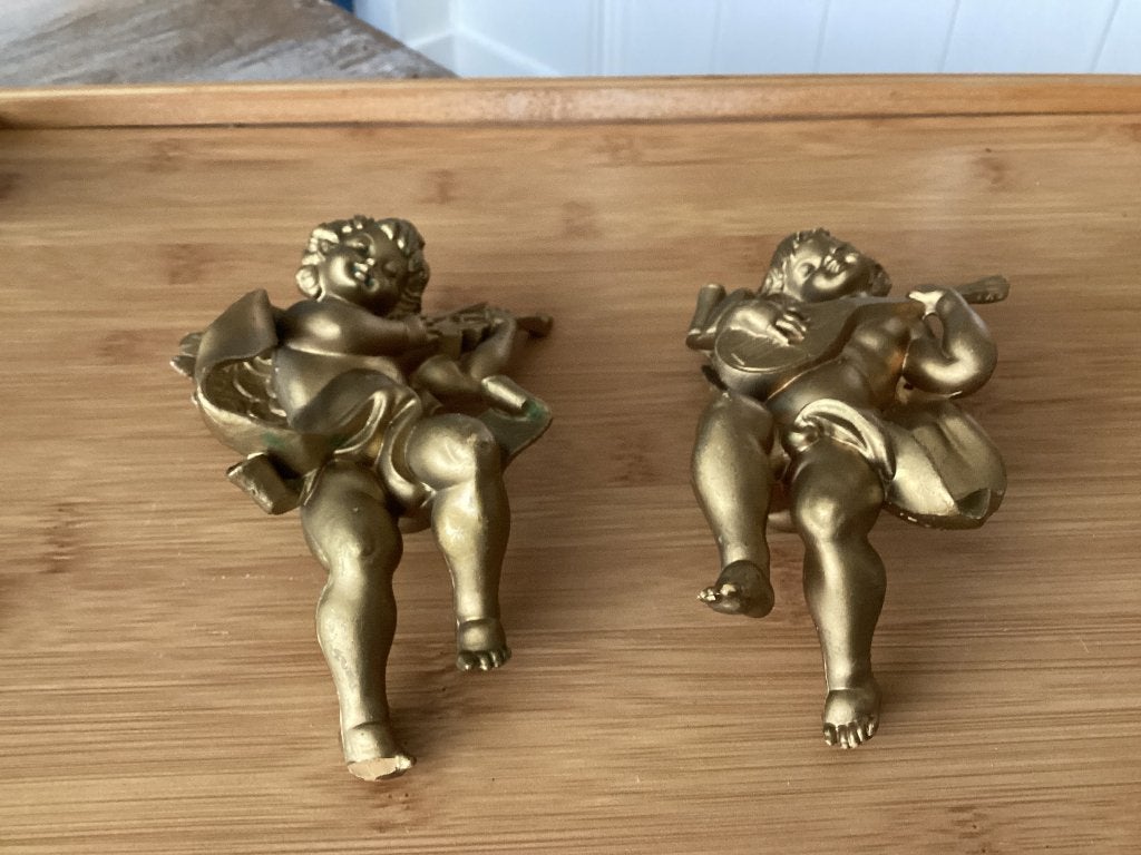 2 leuke kunststof engeltjes van Italy, Diversen, Kerst, Ophalen of Verzenden, Gebruikt