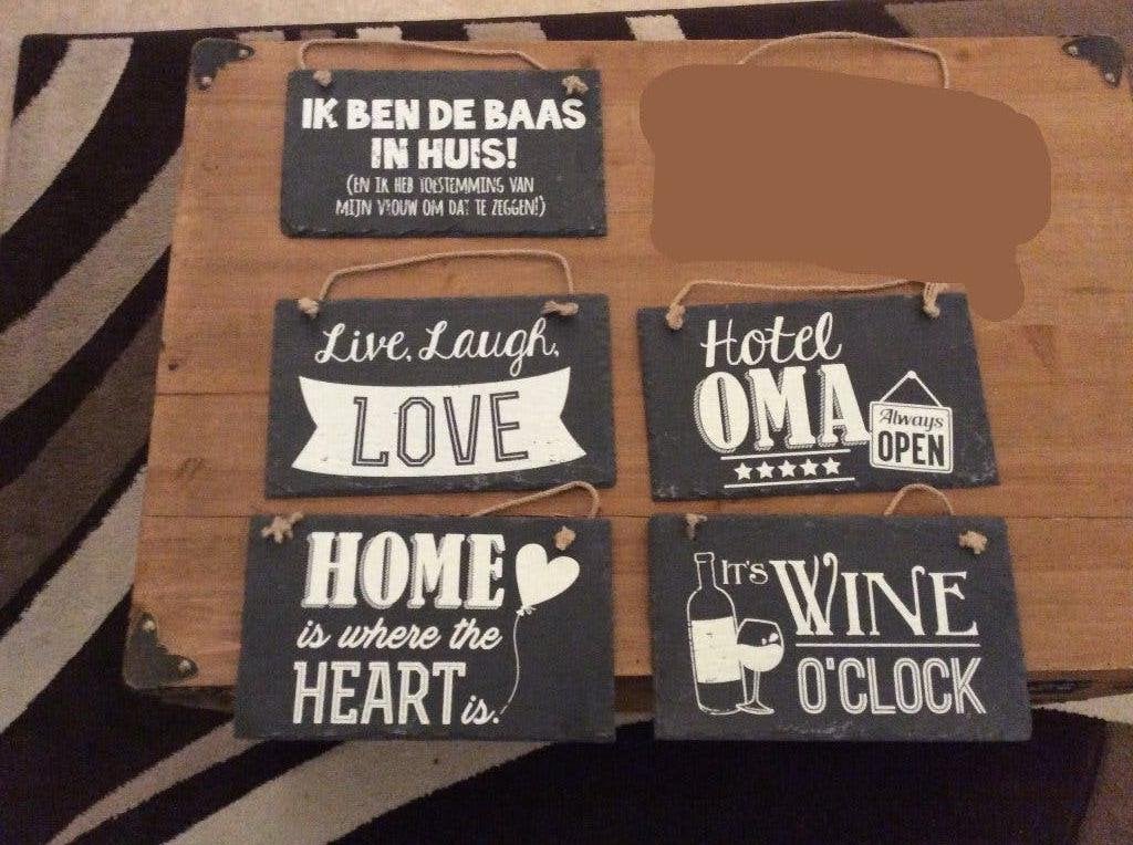 Leistenen bord , verschillende teksten Nieuw. 25x15 cm, Nieuw, Ophalen of Verzenden, Geschikt voor buiten, Tegeltje