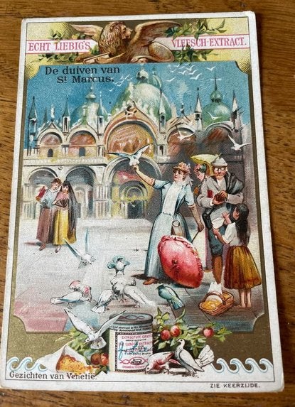 Oude Liebig's Vleesch-Extract reclamekaart Venetië, Ophalen of Verzenden, Voor 1940, Zo goed als nieuw