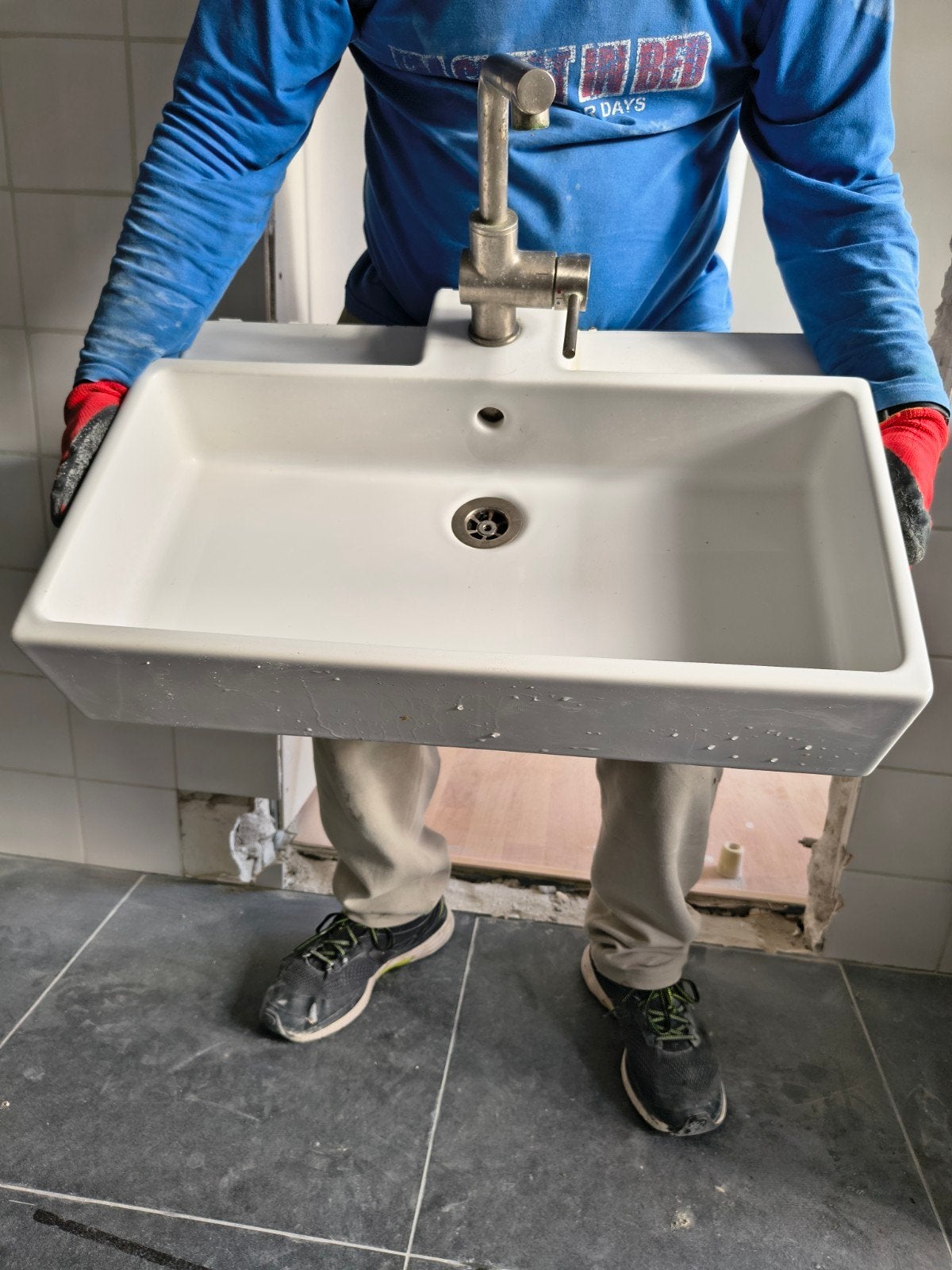 Wastafel met kraan 60cm - Gebruikt, Ophalen, Gebruikt, Rvs, Wastafel