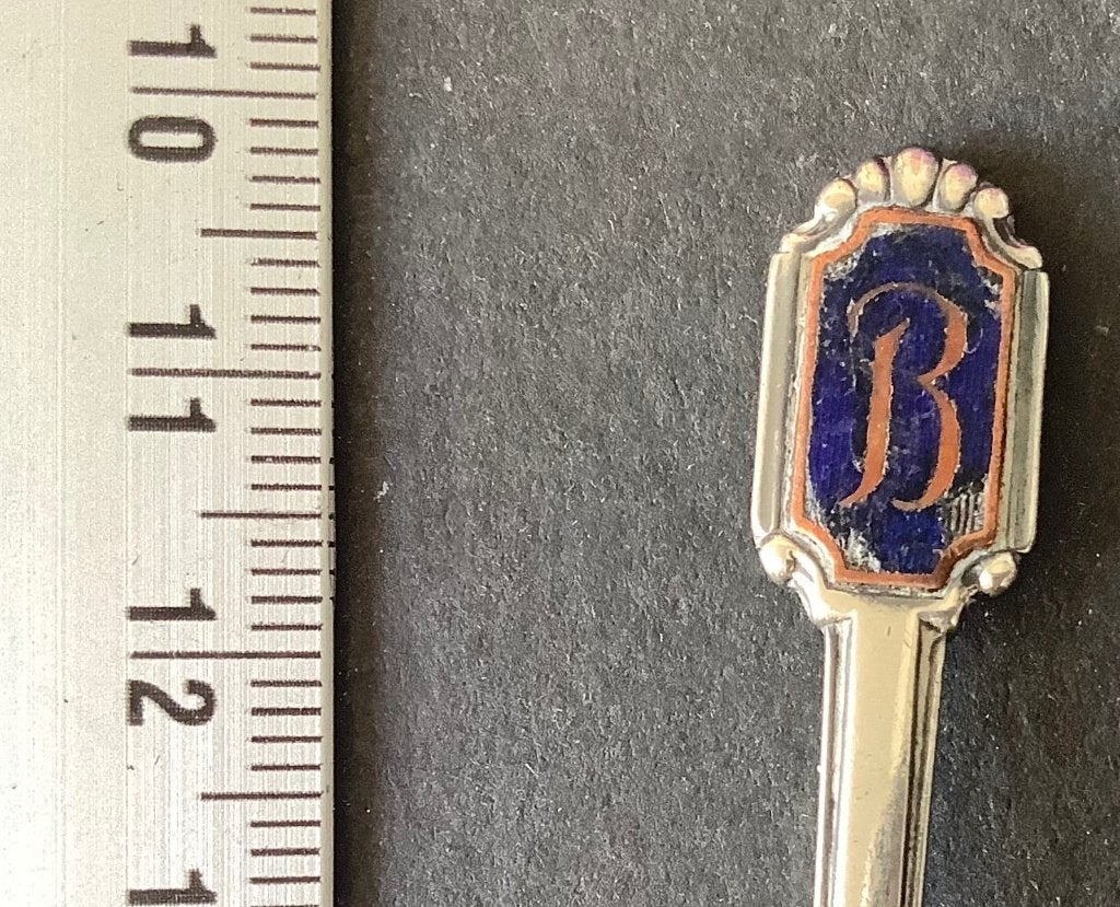 lepel, Letter B, emaille lichte beschadiging (LB, Ophalen of Verzenden, Gebruikt