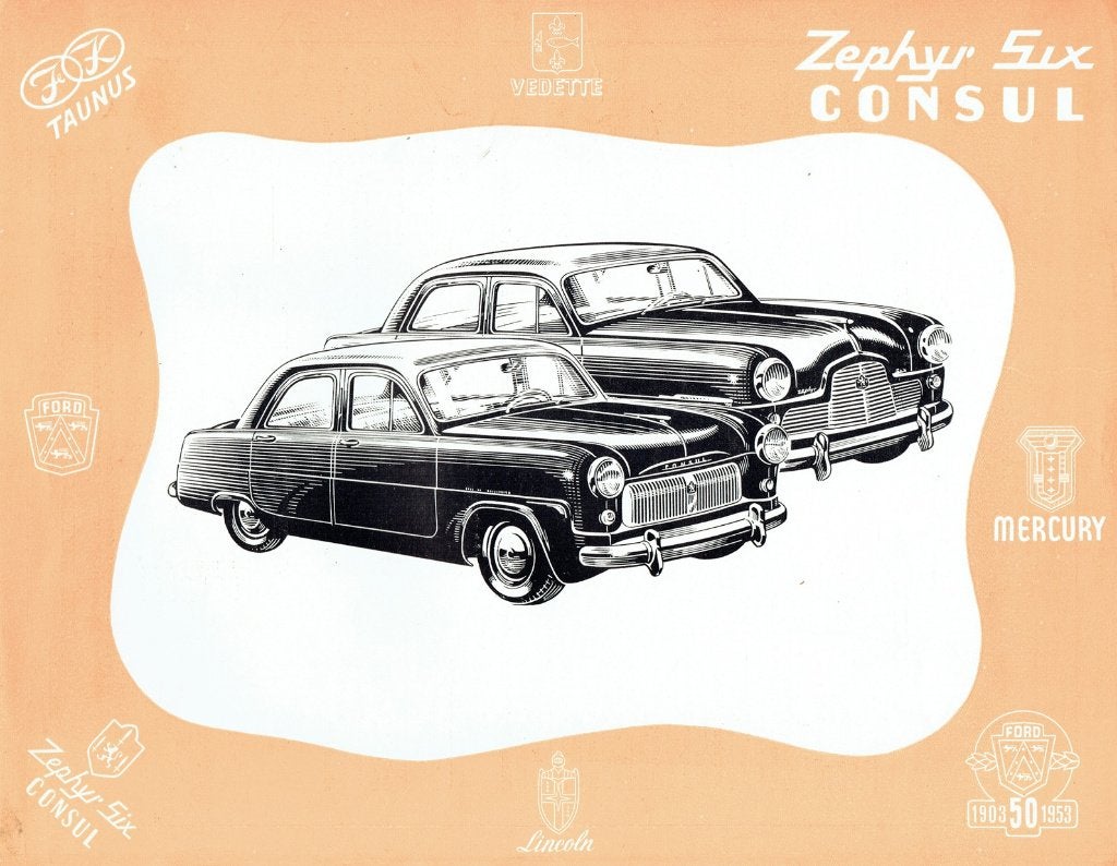 Folder Ford Consul en Zephyr Six (Belgische uitgave - 1953), Boeken, Verzenden, Gelezen, Ford