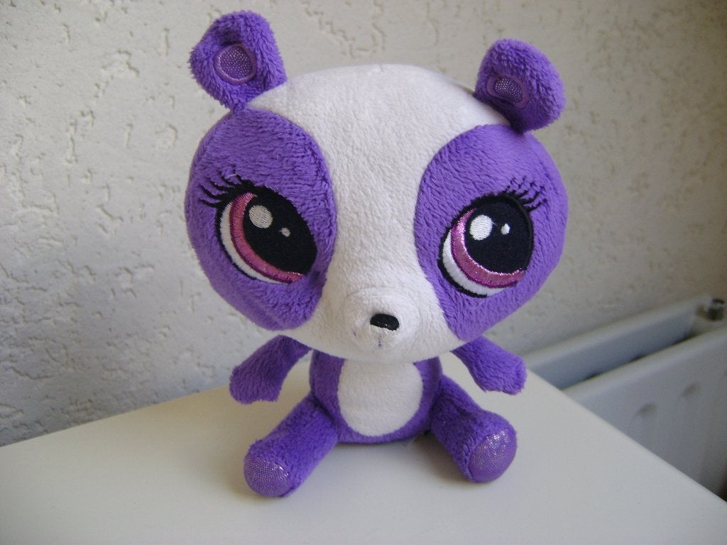 pluche lila met witte petshop hond van 17cm, Overige merken, Overige karakters, Zo goed als nieuw, Meerkleurig