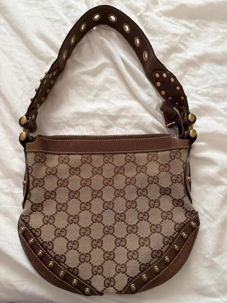 Vintage Gucci Y2K tas, Ophalen of Verzenden, Zo goed als nieuw, Bruin, Leer