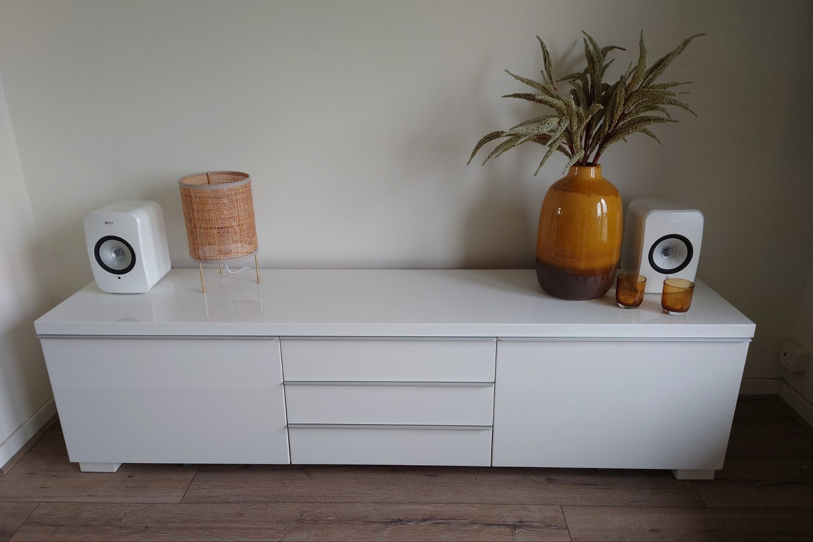 IKEA Besta Burs TV-meubel hoogglans wit, Ophalen, Gebruikt, 150 tot 200 cm, Minder dan 100 cm
