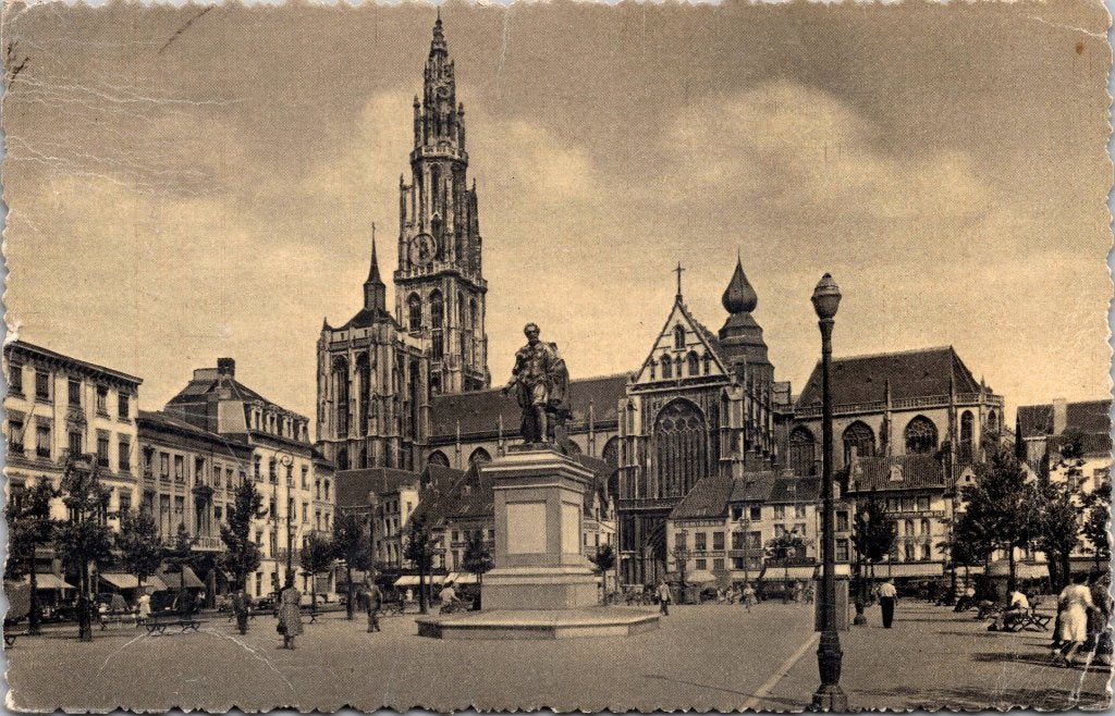 Antwerpen België - 9 oude postkaarten Grote Markt VIII, Verzamelen, Ansichtkaarten | België, Verzenden, 1920 tot 1940, Gelopen
