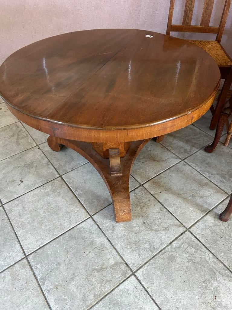 Antieke Ronde Eettafel met Voetstuk, Ophalen