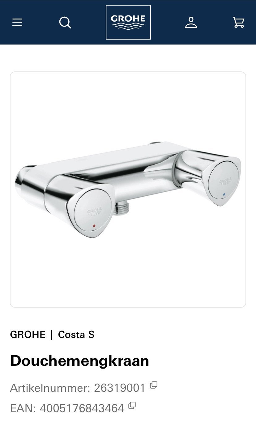 Grohe Costa S Douchemengkraan - Nieuw in doos, Ophalen of Verzenden, Nieuw, Chroom, Douche
