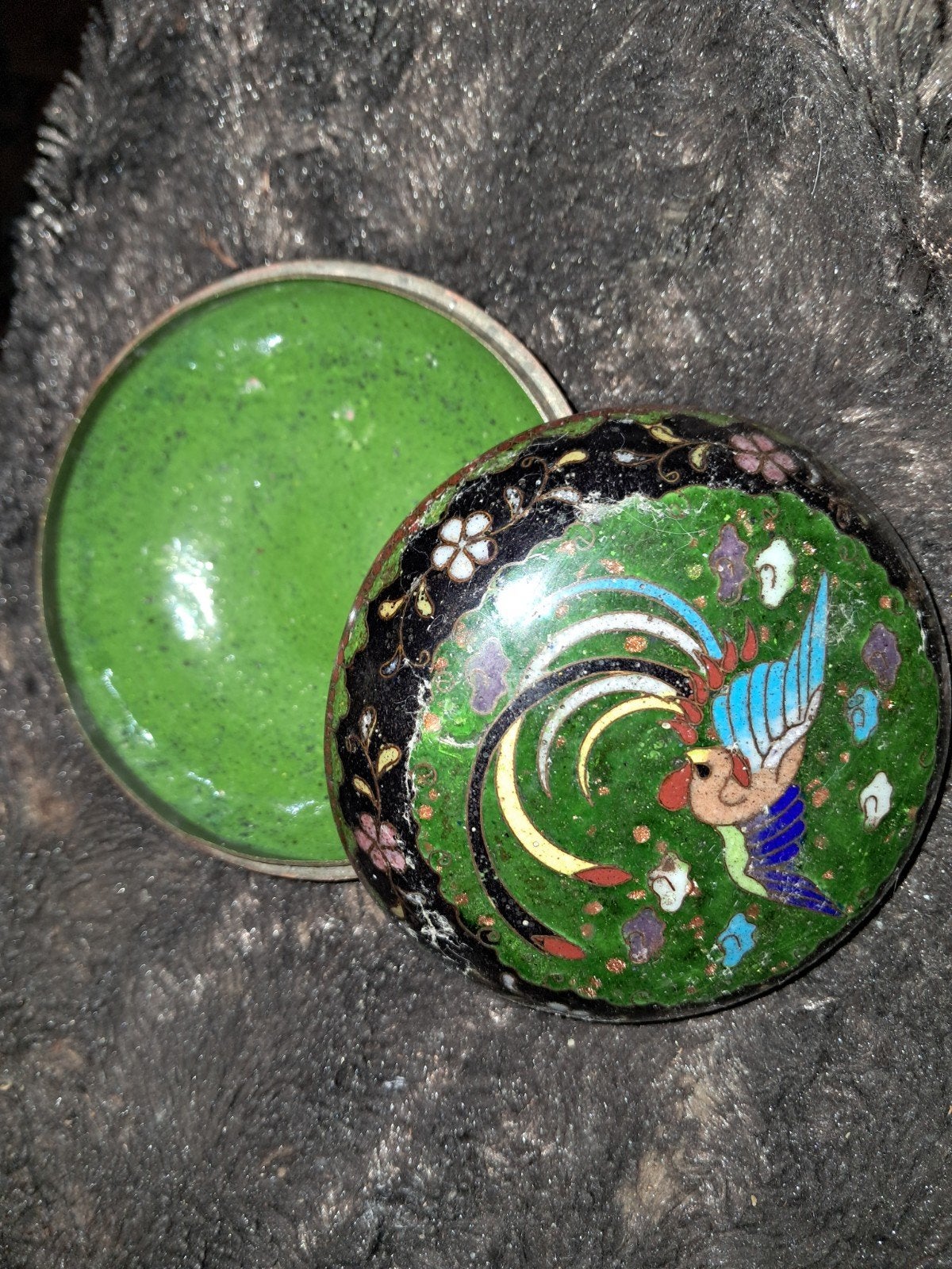 Chinees Cloisonné Bakje met Haan Decoratie - Helemaal Gaaf, Antiek en Kunst, Ophalen of Verzenden