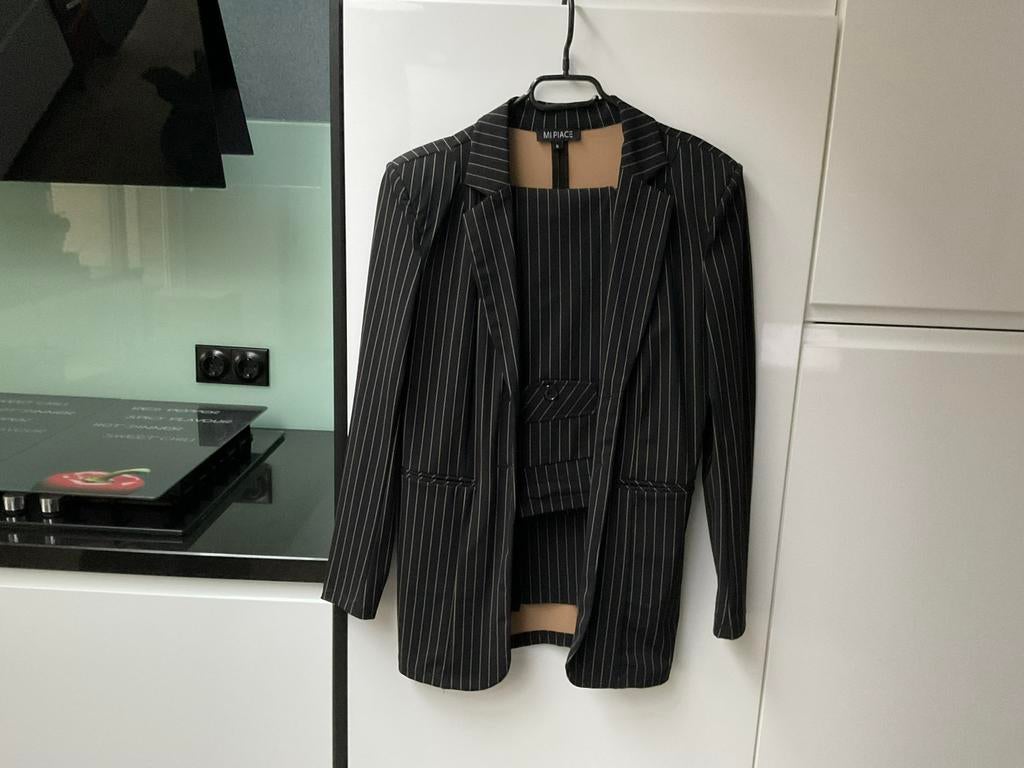 Mi Piace broek met lange blazer, Kleding | Dames, Ophalen of Verzenden, Zo goed als nieuw, Maat 36 (S), Bruin
